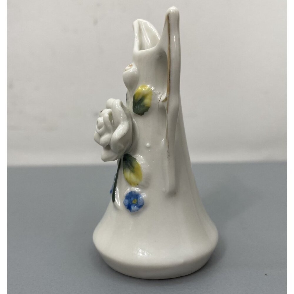 Mini Miniature Vase Pitcher Shoes Porcelain White Floral Flower Made in Japan - Picture 2 of 16
